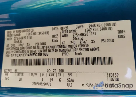 2021 Ford F-150 Xl from USA, damaged, VIN 1FTEX1EP4MFC59168